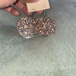 Bedazzled rose pink and silver earrings!